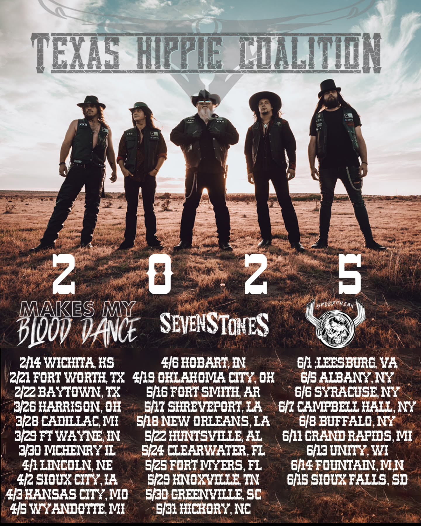 Texas Hippie Coalition Tour Poster 2025